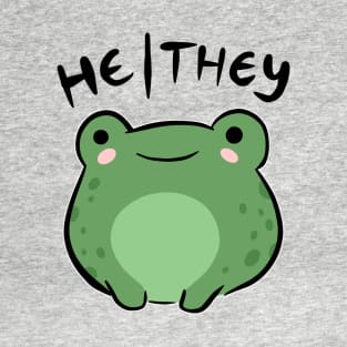 He/They Pronouns: Froggy's Leaping Celebration - An Adorable Nonbinary Aesthetic for Enby, LGBTQ, Demigirl, Demiboy T-Shirt